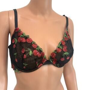 Victoria's Secret 36D Very Sexy cherry embroidered demi underwire bra BC 3190
